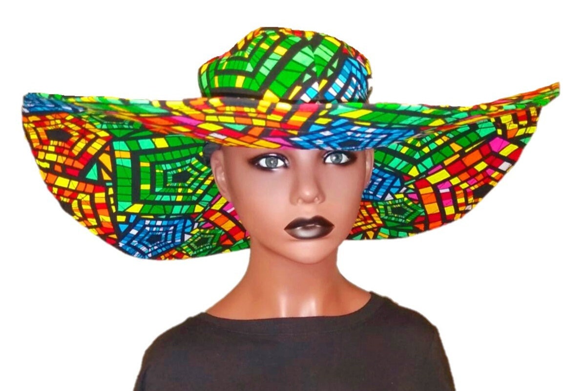 African Print Wide Brim Hat