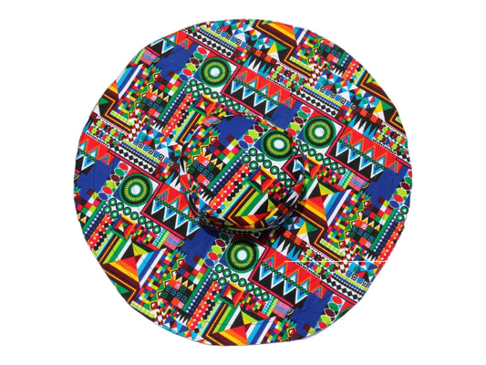 African Print Wide Brim Hat