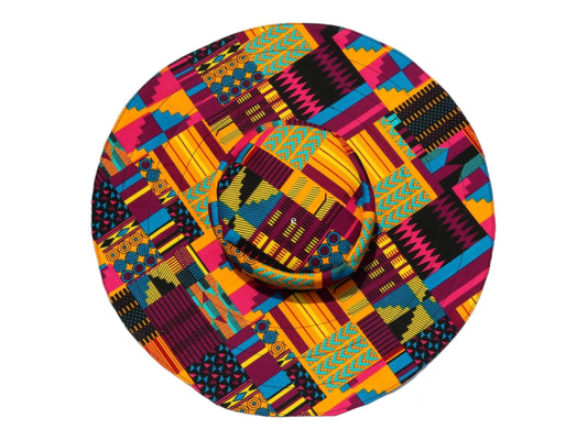 African Print Wide Brim Hat